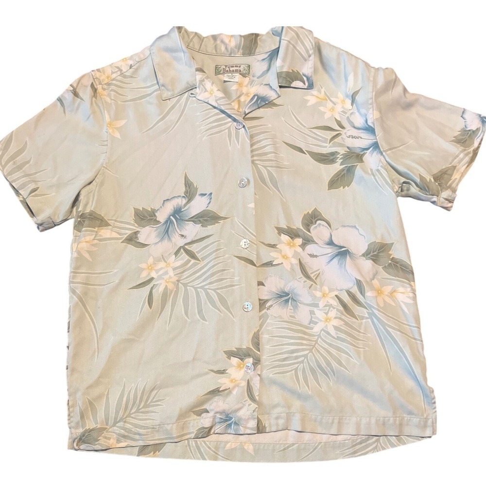 Tommy‎ Bahama Silk Aloha Shirt Floral Print Short Sleeve Button Up Size Small